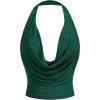 imageSOLY HUX Womens Cowl Neck Halter Neck Going Out Tops Open Back Sleeveless Y2k Crop Tank TopDark Green