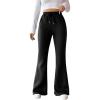 imageSOLY HUX Womens High Waisted Flare Leg Sweatpants Thermal Drawstring Athletic Sports Yoga PantsSolid Black
