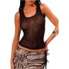 imageSOLY HUX Womens Sheer Mesh Tank Top Scoop Neck Sleeveless See Through Fitted Shirts VestSolid Black