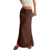 imageSOLY HUX Womens Summer Maxi Skirt Drawstring Low Waist A Line Casual SkirtsPure Coffee Brown
