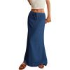 imageSOLY HUX Womens Summer Maxi Skirt Drawstring Low Waist A Line Casual SkirtsPure Dark Blue