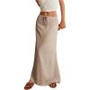 imageSOLY HUX Womens Summer Maxi Skirt Drawstring Low Waist A Line Casual SkirtsPure Khaki