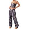 imageSOLY HUX Womens Vintage Camo Outfits Crop Tube Top and Baggy Pants 2 Piece Set StreetwearArmy Green