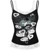 imageSOLY HUX Womens Y2k Gothic Graphic Cami Top Lace Trim Spaghetti Strap Camisole Crop TopsBlack Letter