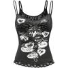 imageSOLY HUX Womens Y2k Gothic Graphic Cami Top Lace Trim Spaghetti Strap Camisole Crop TopsGrey Letter