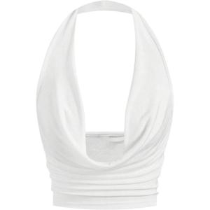 imageSOLY HUX Womens Cowl Neck Halter Neck Going Out Tops Open Back Sleeveless Y2k Crop Tank TopPure White