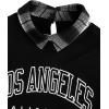 imageSOLY HUX Girls 2 Piece Outfits Letter Print Long Sleeve Pullover Cute Sweatshirt Top and Plaid Mini Skirt SetBlack and White Plaid