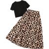 imageSOLY HUX Girls Summer Leopard Skirt Outfits Short Sleeve T Shirt and Long Skirts 2 Piece SetBlack Leopard