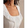 imageSOLY HUX Womens Button Front Ruffle Scoop Neck Sleeveless Crop Tops Summer BlousePlain White