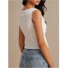 imageSOLY HUX Womens Button Front Ruffle Scoop Neck Sleeveless Crop Tops Summer BlousePlain White