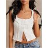 imageSOLY HUX Womens Button Front Ruffle Scoop Neck Sleeveless Crop Tops Summer BlousePlain White