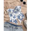 imageSOLY HUX Womens Floral Print Twist Split Tube Crop Top Strapless Sleeveless Asymmetrical Hem Vacation TopsBlue and White Floral
