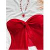 imageSOLY HUX Womens Floral Print Twist Split Tube Crop Top Strapless Sleeveless Asymmetrical Hem Vacation TopsPure Red