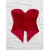 imageSOLY HUX Womens Floral Print Twist Split Tube Crop Top Strapless Sleeveless Asymmetrical Hem Vacation TopsPure Red