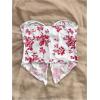 imageSOLY HUX Womens Floral Print Twist Split Tube Crop Top Strapless Sleeveless Asymmetrical Hem Vacation TopsRed Floral