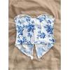 imageSOLY HUX Womens Floral Print Twist Split Tube Crop Top Strapless Sleeveless Asymmetrical Hem Vacation TopsRoyal Blue Floral