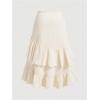 imageSOLY HUX Womens Plus Size Ruched Layered Ruffle Drawstring Skirt High Waisted Asymmetrical Hem Midi SkirtsPlain Apricot