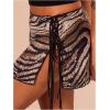 imageSOLY HUX Womens Sequin Lace Up Tie Side Mini Skirt Zebra Striped Drop Waist SkirtsMulticoloured Printed