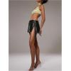 imageSOLY HUX Womens Sequin Lace Up Tie Side Mini Skirt Zebra Striped Drop Waist SkirtsSolid Black