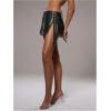 imageSOLY HUX Womens Sequin Lace Up Tie Side Mini Skirt Zebra Striped Drop Waist SkirtsSolid Black