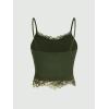 imageSOLY HUX Womens Y2k Lace Trim Cami Crop Top Sun Moon Print Casual TopsArmy Green Figure