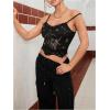 imageSOLY HUX Womens Y2k Lace Trim Cami Crop Top Sun Moon Print Casual TopsBlack Figure