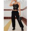 imageSOLY HUX Womens Y2k Lace Trim Cami Crop Top Sun Moon Print Casual TopsBlack Figure