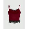 imageSOLY HUX Womens Y2k Lace Trim Cami Crop Top Sun Moon Print Casual TopsBurgundy Figure