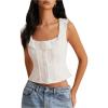 imageSOLY HUX Womens Button Front Ruffle Scoop Neck Sleeveless Crop Tops Summer BlousePlain White