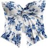 imageSOLY HUX Womens Floral Print Twist Split Tube Crop Top Strapless Sleeveless Asymmetrical Hem Vacation TopsBlue and White Floral