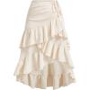 imageSOLY HUX Womens Plus Size Ruched Layered Ruffle Drawstring Skirt High Waisted Asymmetrical Hem Midi SkirtsPlain Apricot