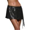 imageSOLY HUX Womens Sequin Lace Up Tie Side Mini Skirt Zebra Striped Drop Waist SkirtsSolid Black