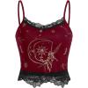 imageSOLY HUX Womens Y2k Lace Trim Cami Crop Top Sun Moon Print Casual TopsBurgundy Figure