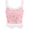 imageSOLY HUX Womens Y2k Lace Trim Cami Crop Top Sun Moon Print Casual TopsLight Pink Figure