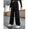 imageSOLY HUX Girls Casual Elastic High Waisted Pocket Side Cargo PantsPlain Black