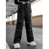 imageSOLY HUX Girls Casual Elastic High Waisted Pocket Side Cargo PantsPlain Black