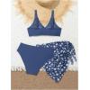 imageSOLY HUX Girls Swimsuits Twist Front Bikini Set with Floral Beach Skirts Summer Bathing SuitsBlue Floral
