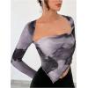 imageSOLY HUX Sexy Crop Tops for Women Long Sleeve Square Neck Asymmetrical Y2k Going Out Crop Tops Fall Outfits for WomenDusty Purple Multi