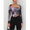 imageSOLY HUX Sexy Crop Tops for Women Long Sleeve Square Neck Asymmetrical Y2k Going Out Crop Tops Fall Outfits for WomenDusty Purple Multi