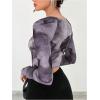 imageSOLY HUX Sexy Crop Tops for Women Long Sleeve Square Neck Asymmetrical Y2k Going Out Crop Tops Fall Outfits for WomenDusty Purple Multi