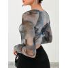 imageSOLY HUX Sexy Crop Tops for Women Long Sleeve Square Neck Asymmetrical Y2k Going Out Crop Tops Fall Outfits for WomenMulti Tie Dye