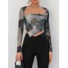 imageSOLY HUX Sexy Crop Tops for Women Long Sleeve Square Neck Asymmetrical Y2k Going Out Crop Tops Fall Outfits for WomenMulti Tie Dye