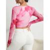 imageSOLY HUX Sexy Crop Tops for Women Long Sleeve Square Neck Asymmetrical Y2k Going Out Crop Tops Fall Outfits for WomenPink and White