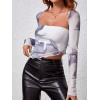 imageSOLY HUX Sexy Crop Tops for Women Long Sleeve Square Neck Asymmetrical Y2k Going Out Crop Tops Fall Outfits for WomenWhite and Grey