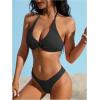 imageSOLY HUX Womens Bathing Suit Ring Linked Halter Bikini Sets Two Piece SwimsuitSolid Black