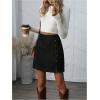 imageSOLY HUX Womens Corduroy Skirt High Waisted Button Side Split A Line Skirts Short Mini SkirtPure Black