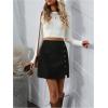 imageSOLY HUX Womens Corduroy Skirt High Waisted Button Side Split A Line Skirts Short Mini SkirtPure Black