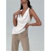 imageSOLY HUX Womens Cowl Neck Halter Top Open Back Sleeveless Tank Tops Draped Front Vest ShirtsSolid White