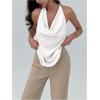 imageSOLY HUX Womens Cowl Neck Halter Top Open Back Sleeveless Tank Tops Draped Front Vest ShirtsSolid White
