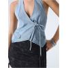 imageSOLY HUX Womens Denim Vest Deep V Neck Wrap Tie Side Halter Tops Party Summer OutfitsLight Blue